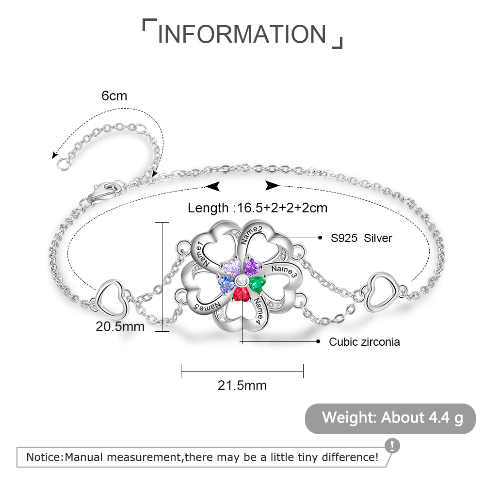 Flower Shape Cubic Zirconia Stainless Steel Bracelet