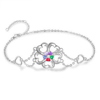 Flower Shape Cubic Zirconia Stainless Steel Bracelet