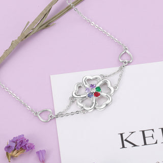 Flower Shape Cubic Zirconia Stainless Steel Bracelet