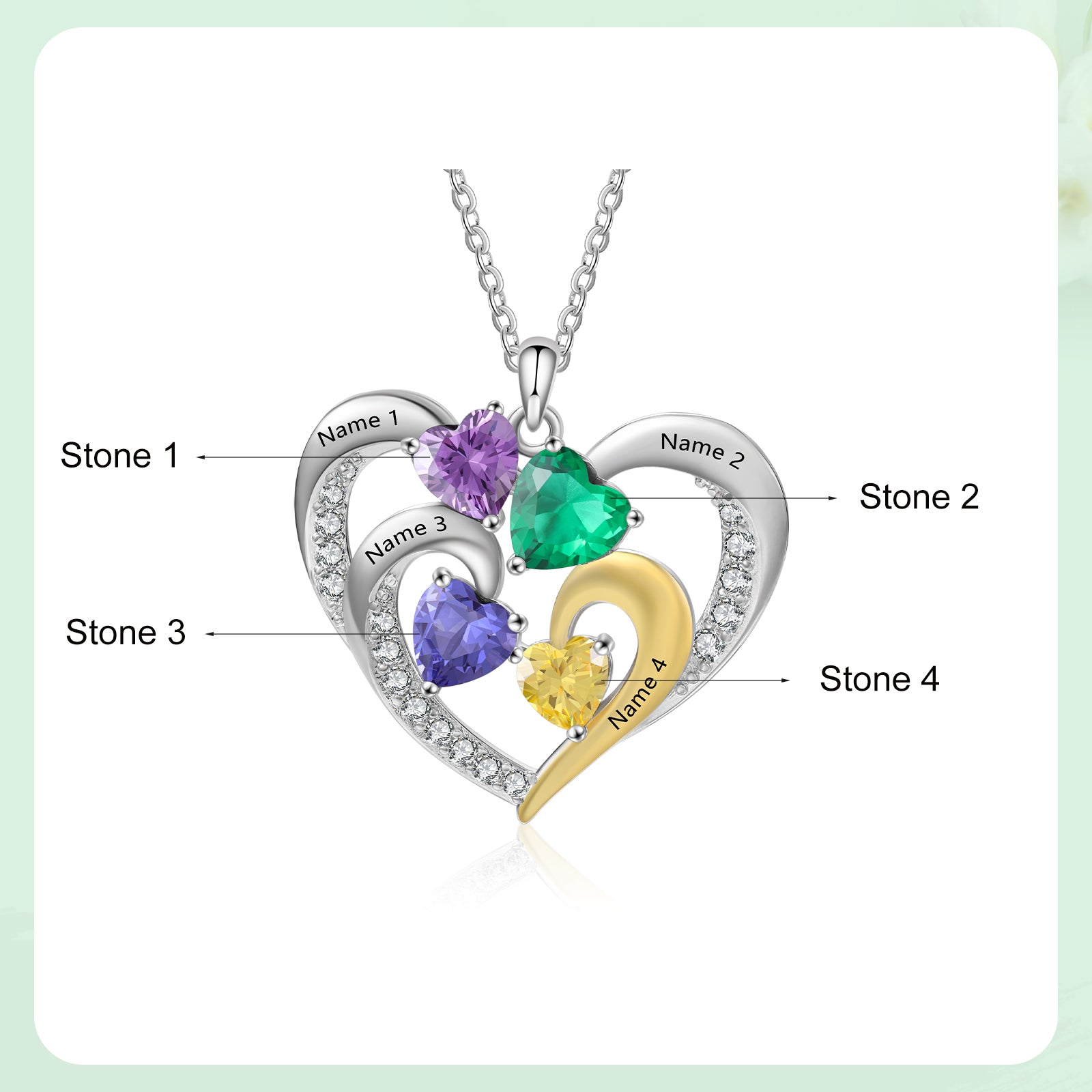 925 Sterling Silver Custom Birthstone Necklace