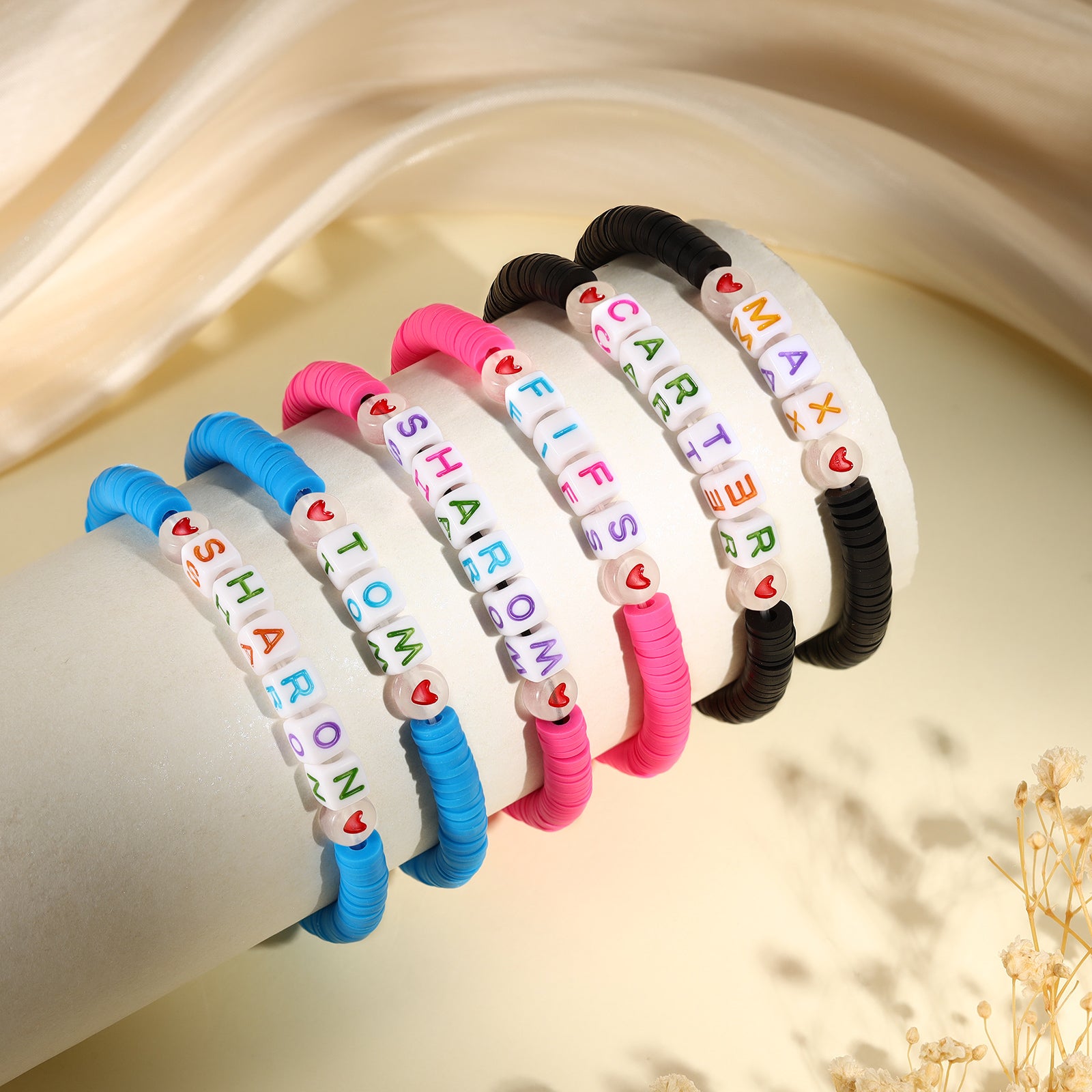 Personalized Mom and Kids letter pair bracelets