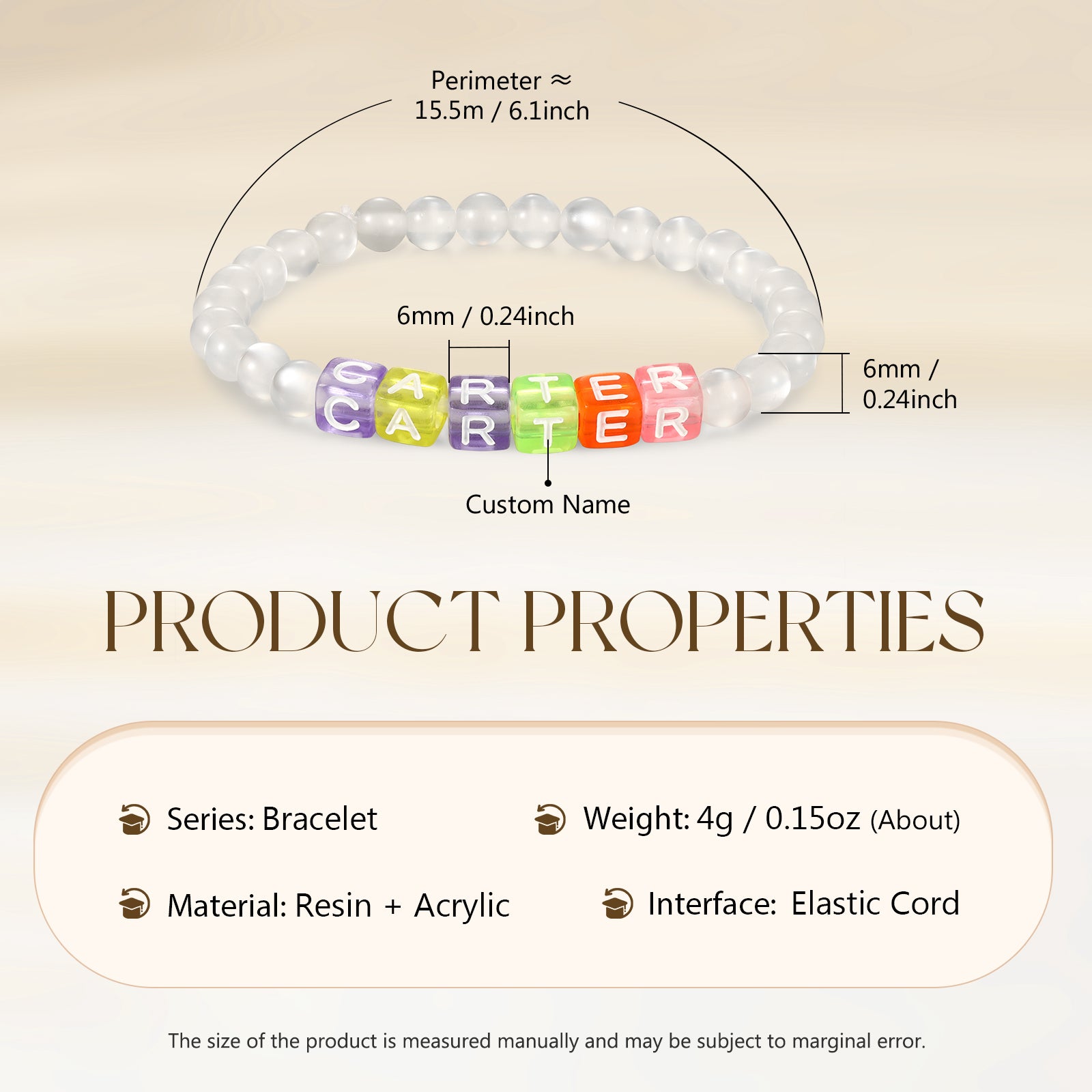 Custom Resin letter bracelet