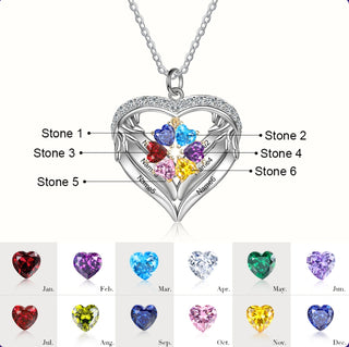 S925 Silver Birthstone Heart Shape Pendant Necklace