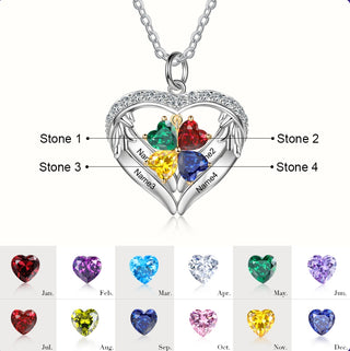 S925 Silver Birthstone Heart Shape Pendant Necklace