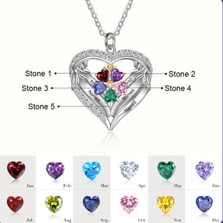 S925 Silver Birthstone Heart Shape Pendant Necklace