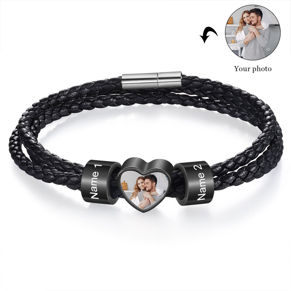 Custom Photo Name Men's Bracelet