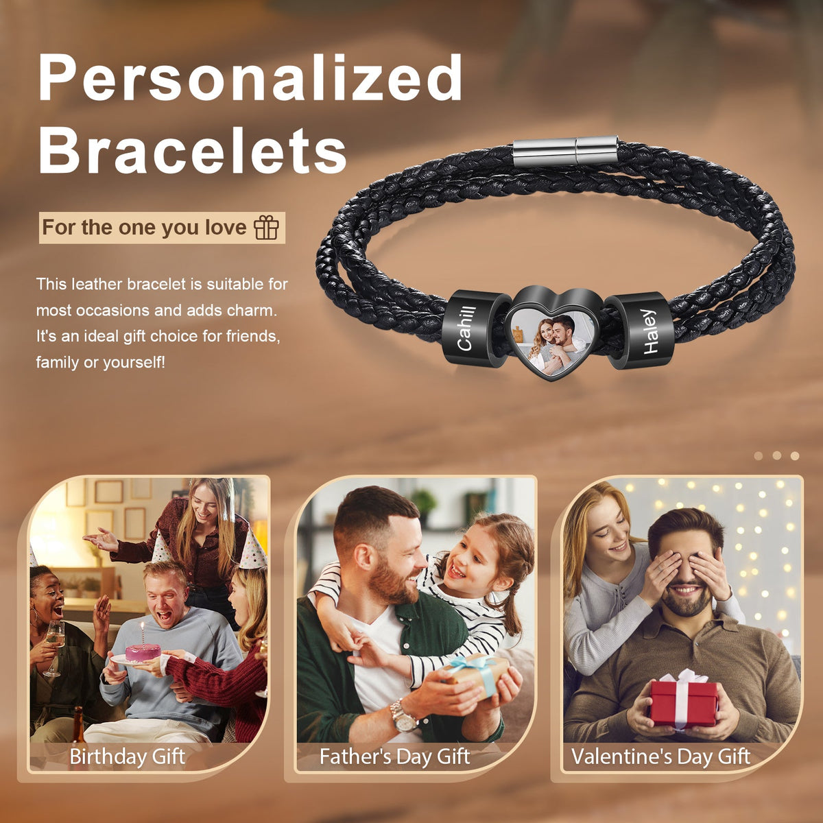 Custom Photo Name Men's Bracelet