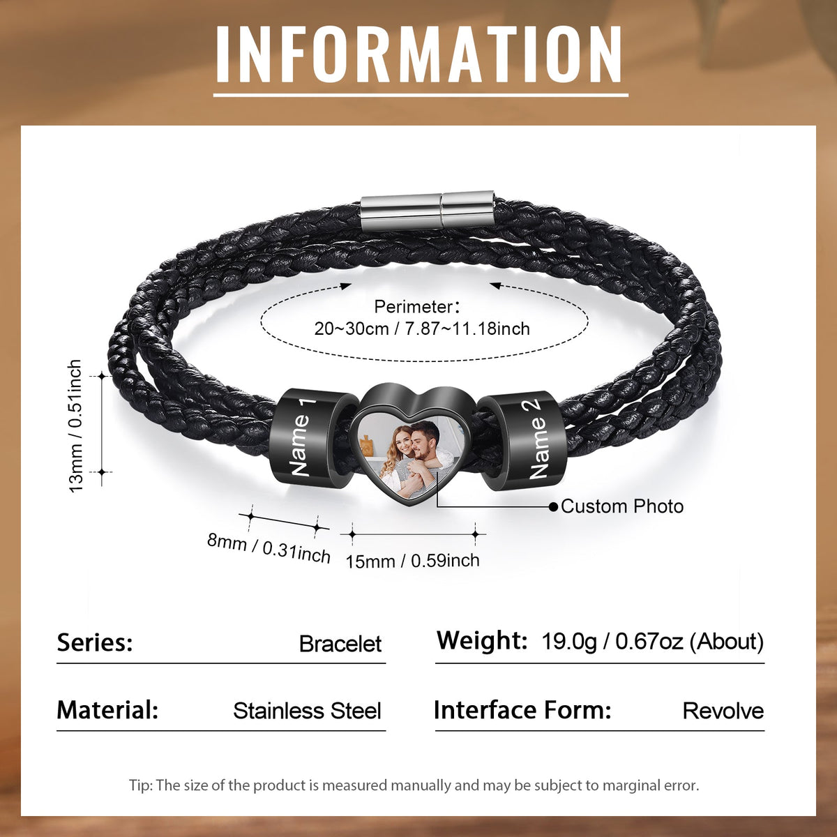 Custom Photo Name Men's Bracelet
