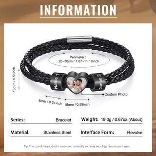 Custom Photo Name Men's Bracelet