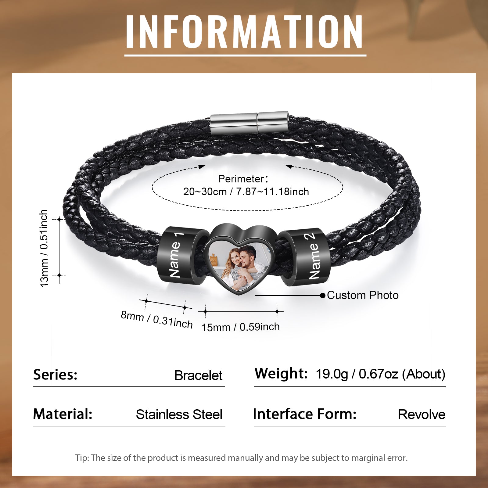 Custom Photo Name Men's Bracelet