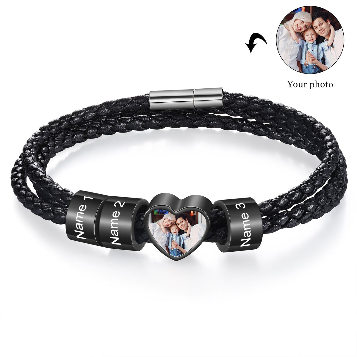 Custom Photo Name Men's Bracelet