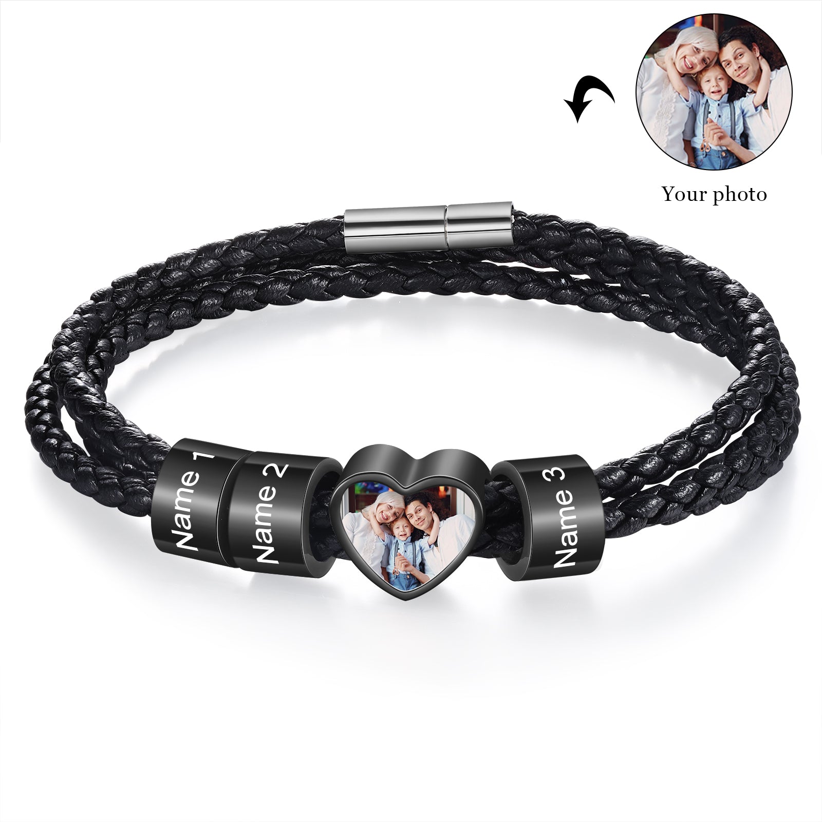 Custom Photo Name Men's Bracelet