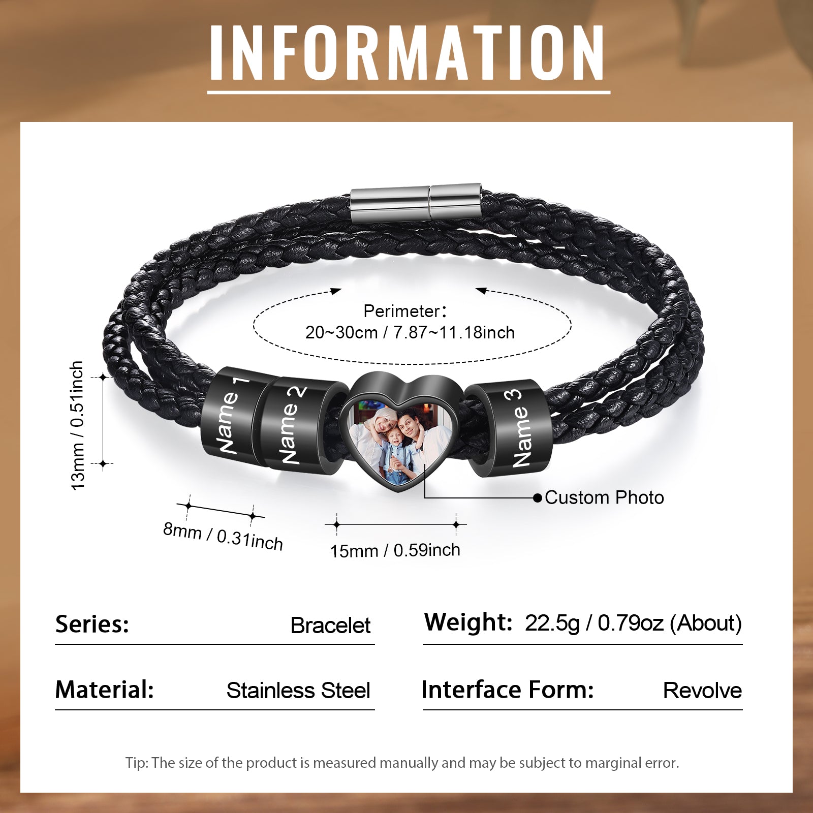 Custom Photo Name Men's Bracelet