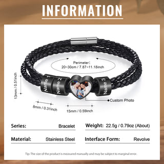 Custom Photo Name Men's Bracelet