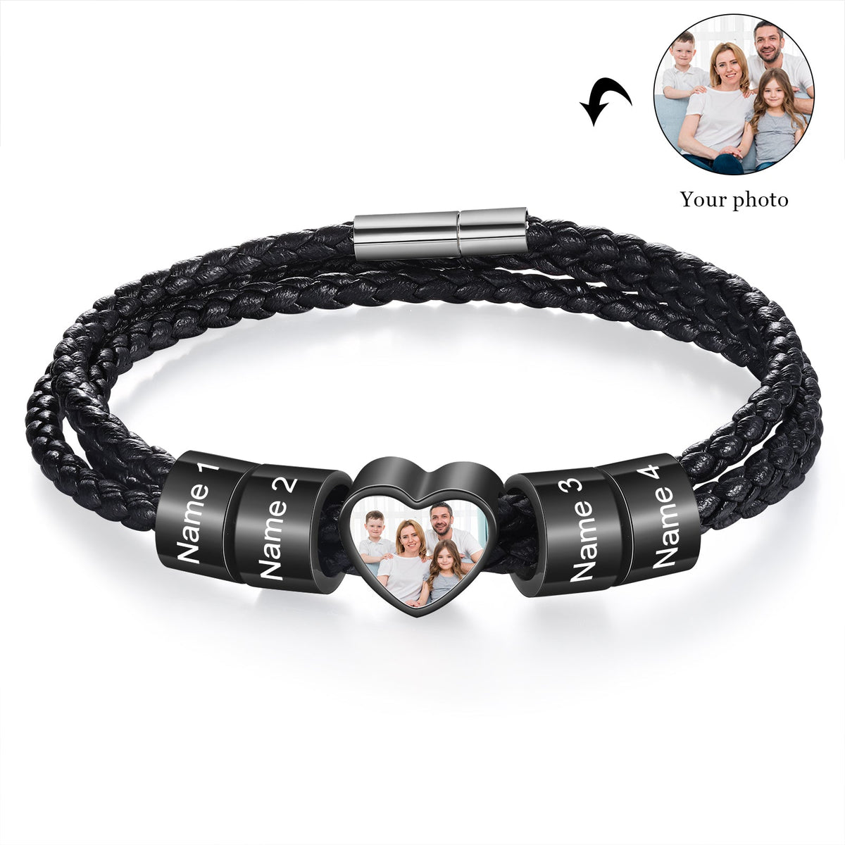 Custom Photo Name Men's Bracelet