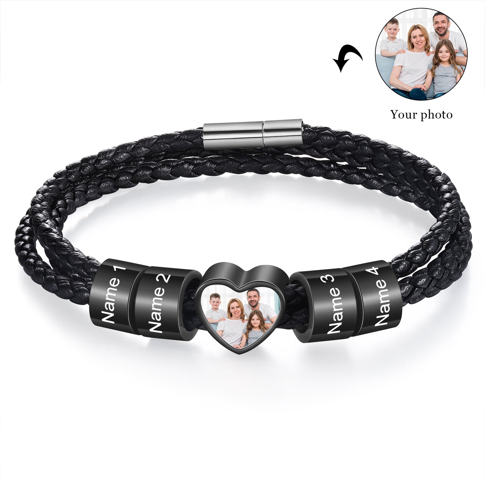 Custom Photo Name Men's Bracelet