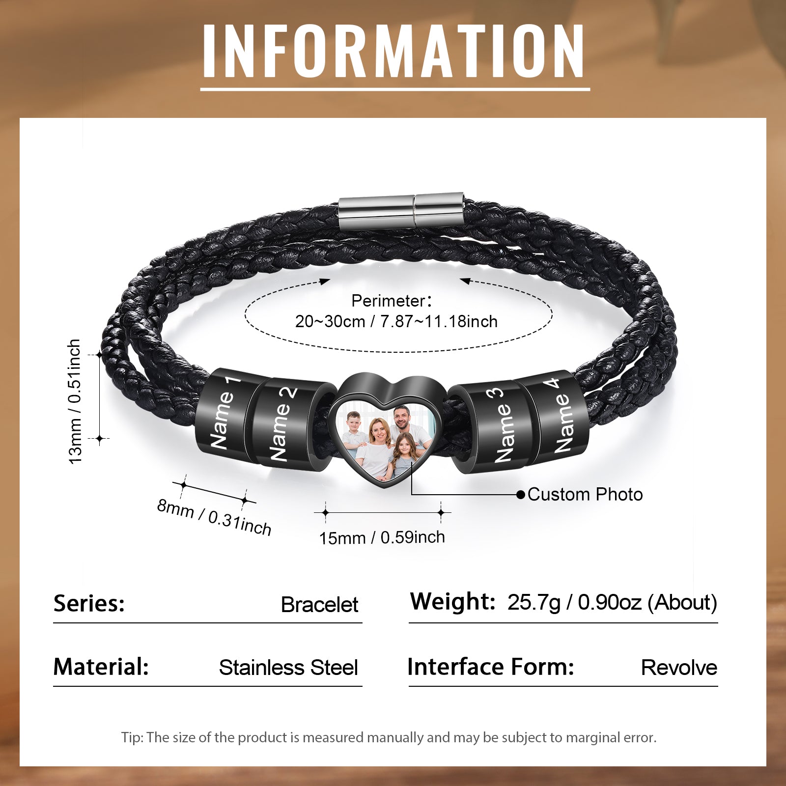 Custom Photo Name Men's Bracelet