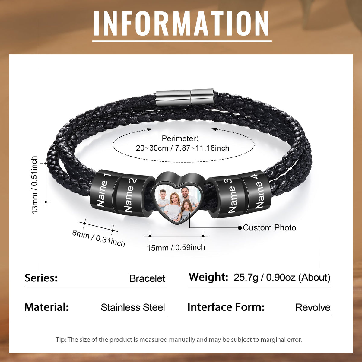 Custom Photo Name Men's Bracelet