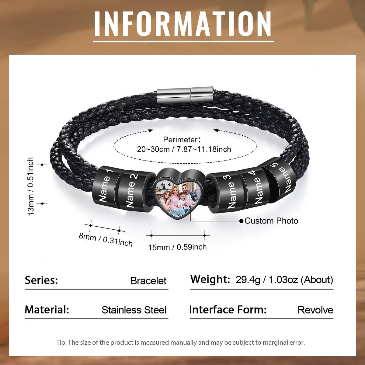 Custom Photo Name Men's Bracelet