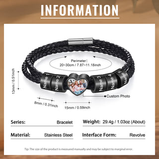 Custom Photo Name Men's Bracelet