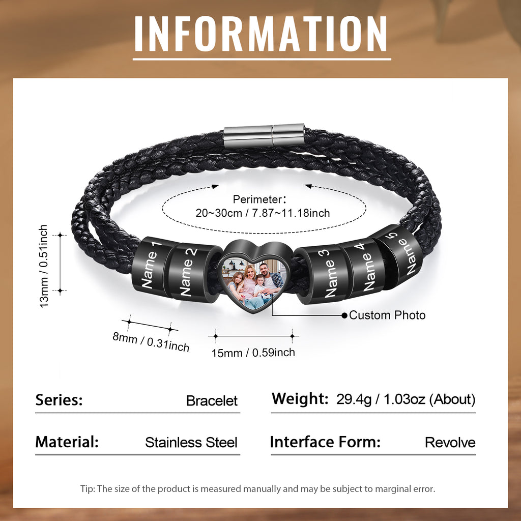 Custom Photo Name Men's Bracelet