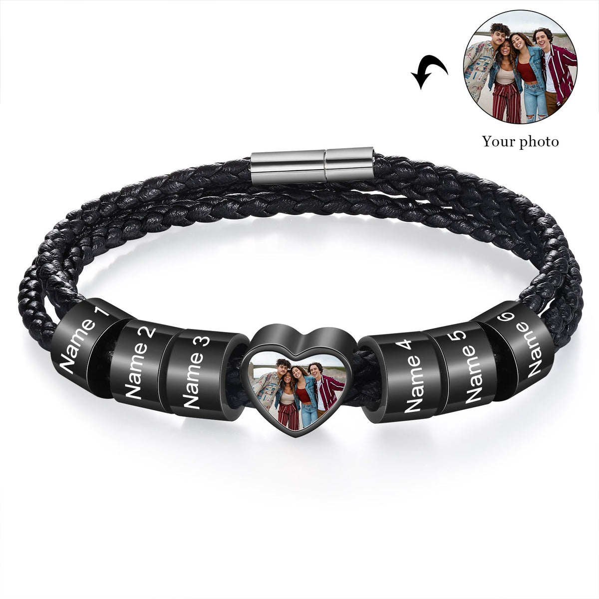 Custom Photo Name Men's Bracelet
