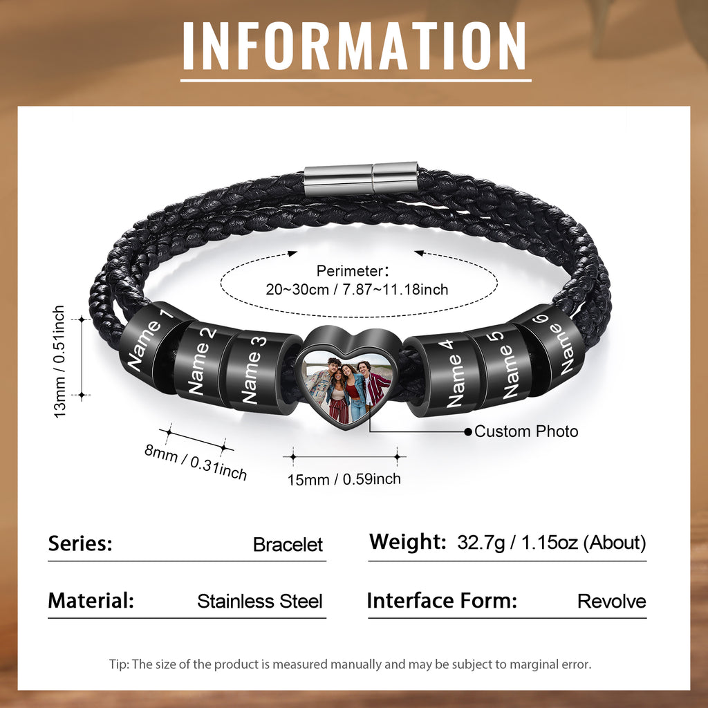 Custom Photo Name Men's Bracelet