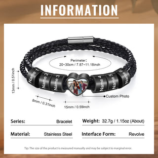 Custom Photo Name Men's Bracelet