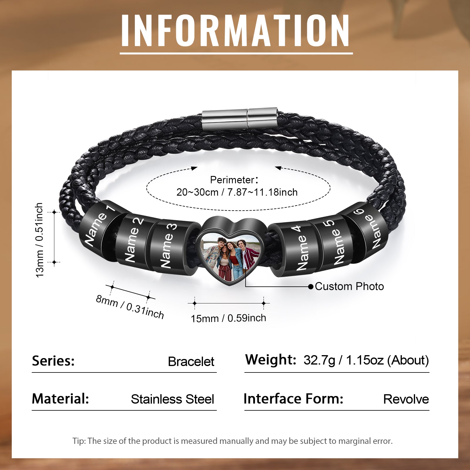 Custom Photo Name Men's Bracelet