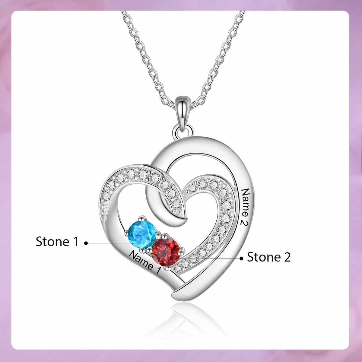 925 Sterling Silver Custom Birthstone necklace