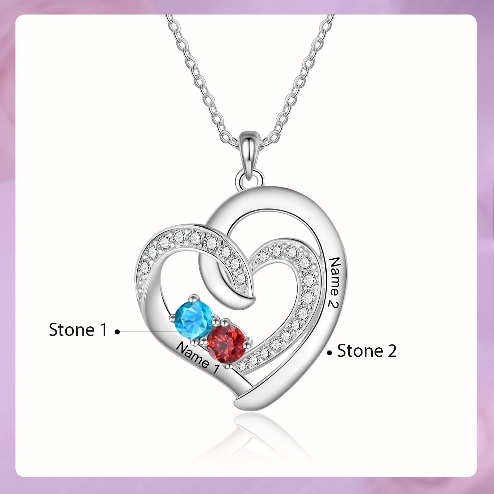 925 Sterling Silver Custom Birthstone necklace