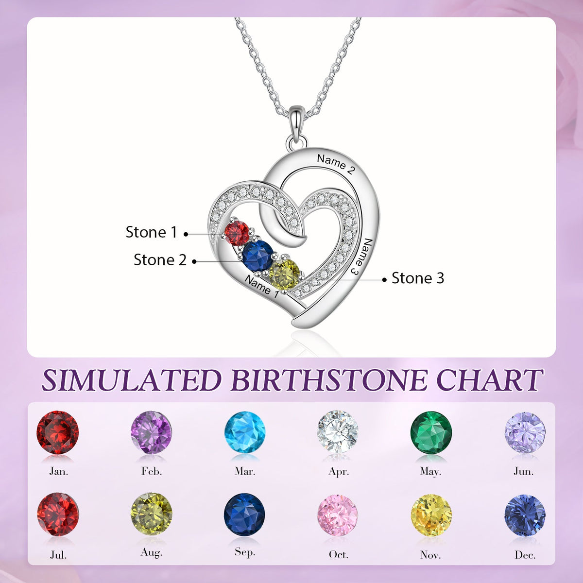 925 Sterling Silver Custom Birthstone necklace