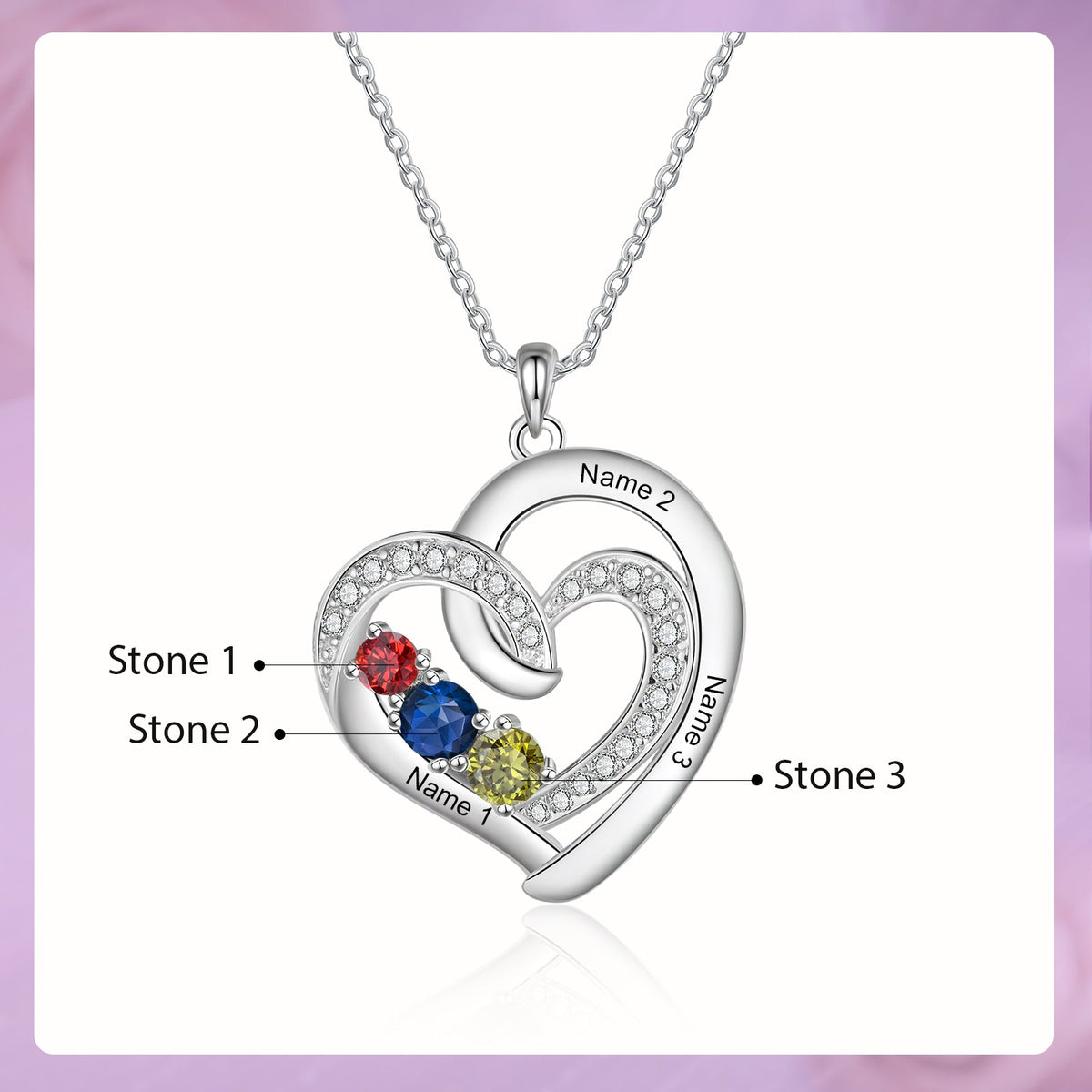 925 Sterling Silver Custom Birthstone necklace