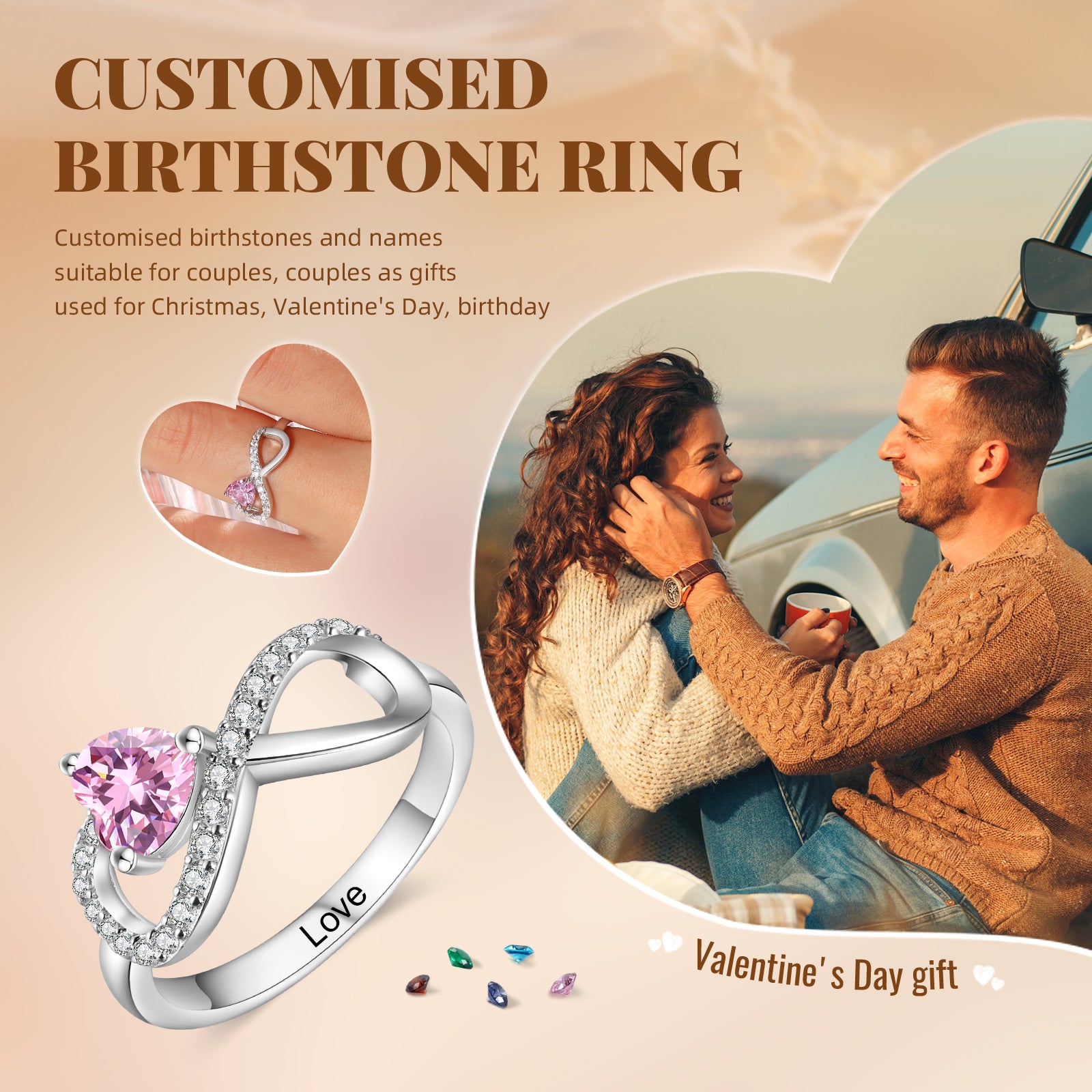 925 Sterling Silver Custom Birtstone Ring