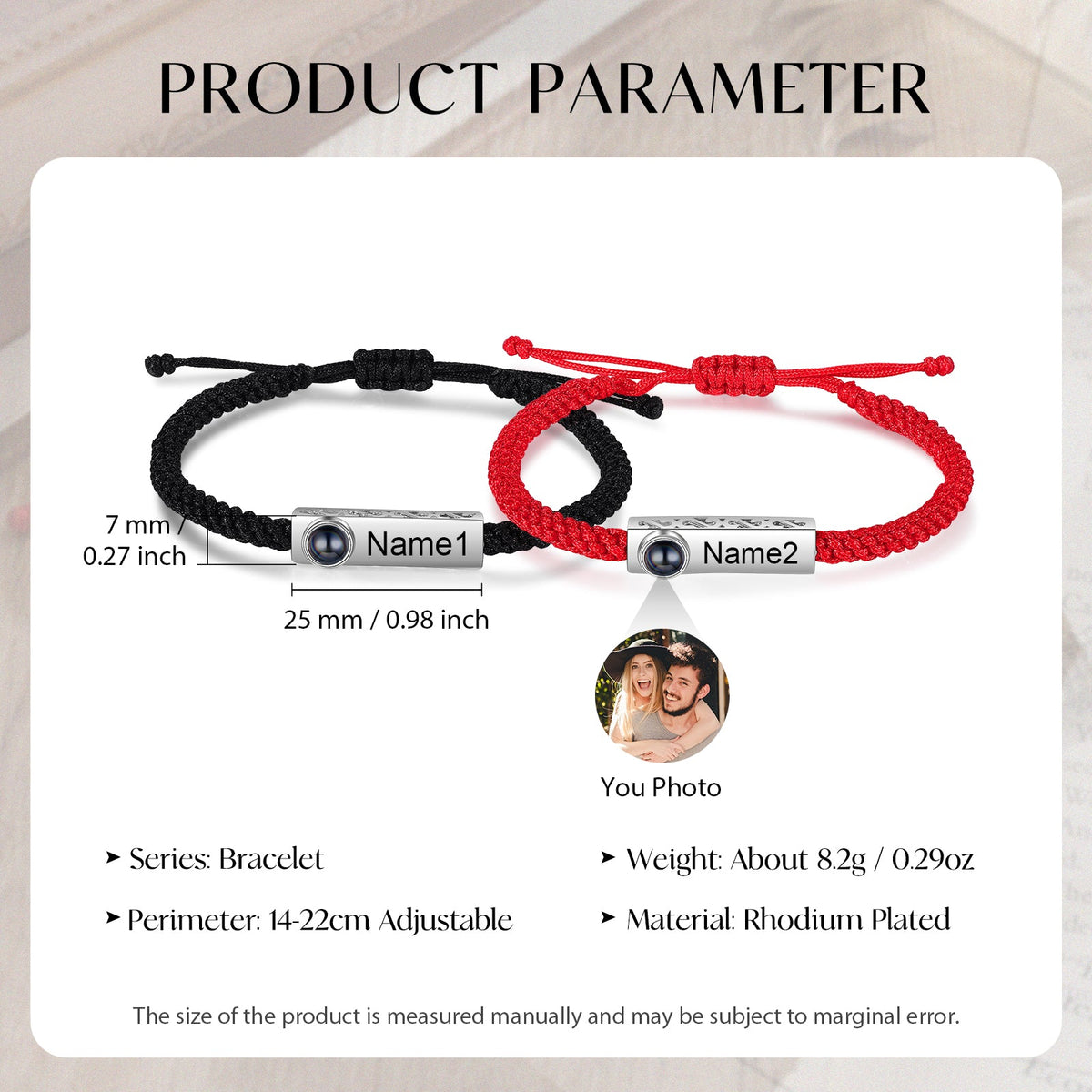 Custom Photo Couple Projection Bracelet