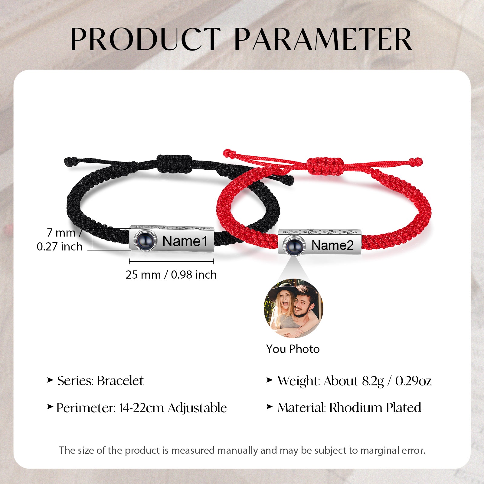 Custom Photo Couple Projection Bracelet