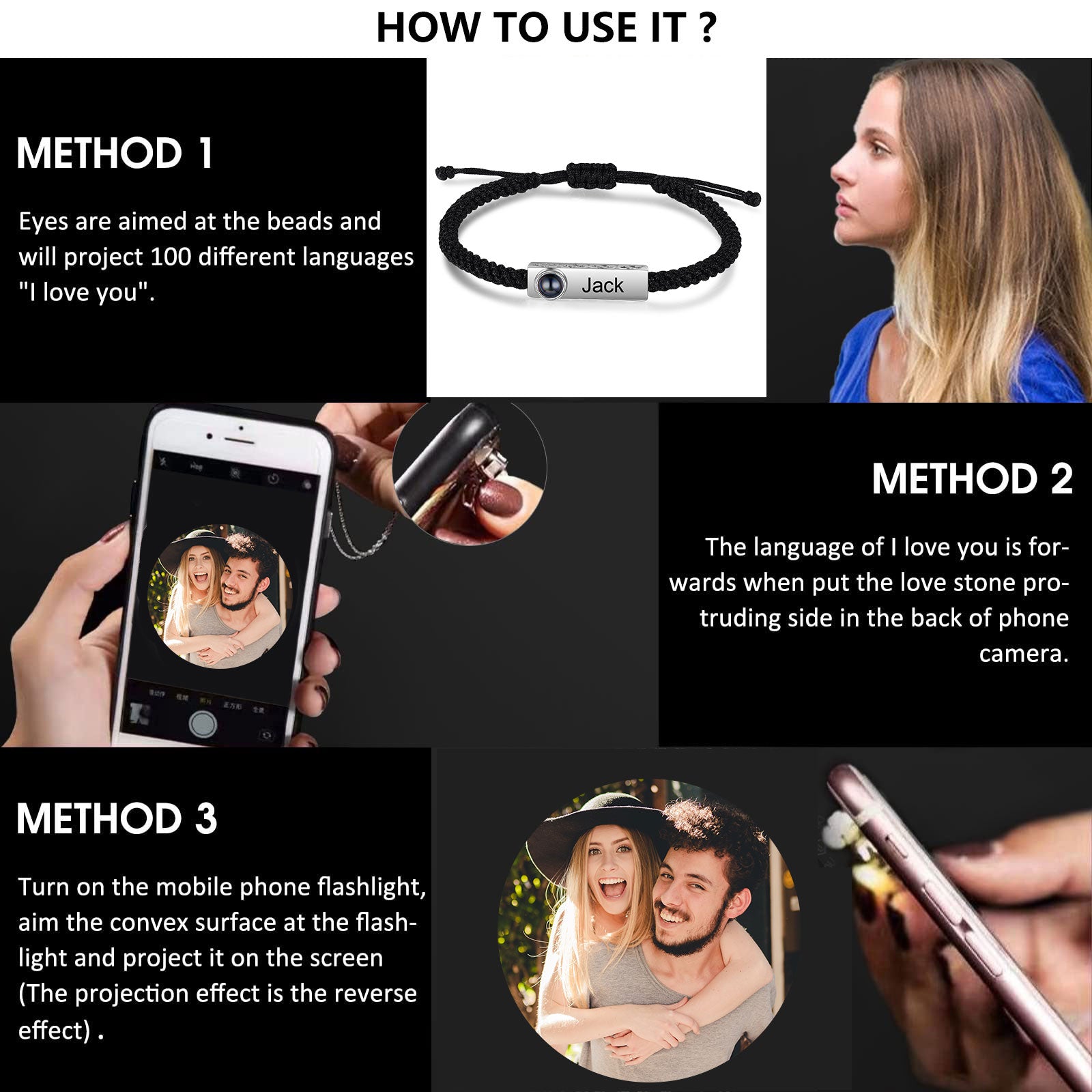 Custom Photo Couple Projection Bracelet