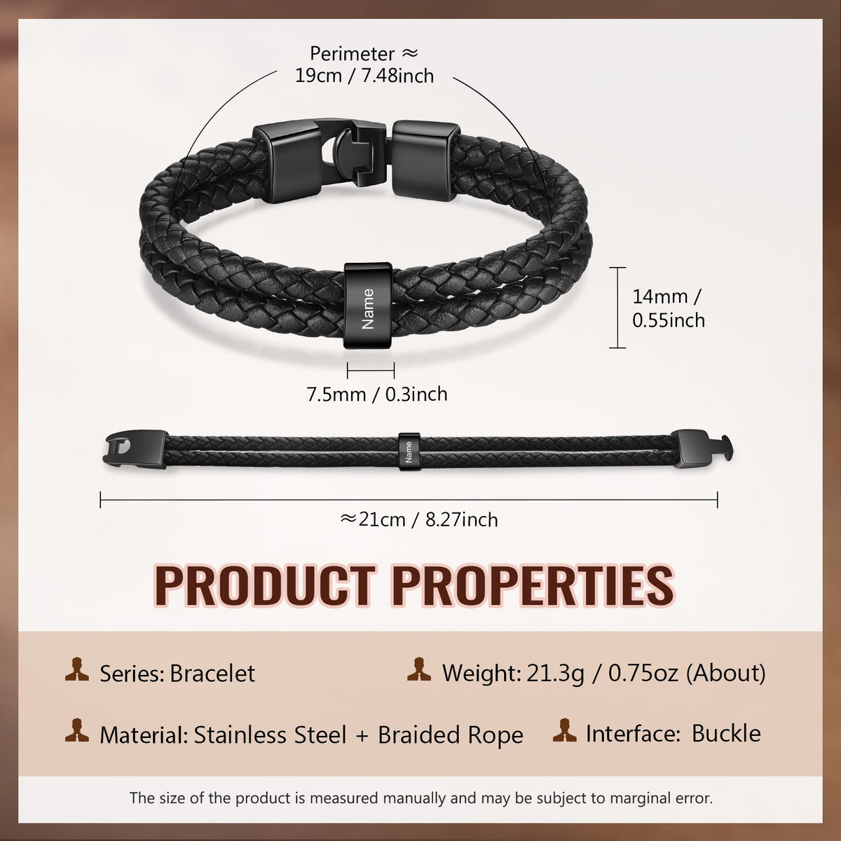 Custom Stainless Steal Leather Bracelet