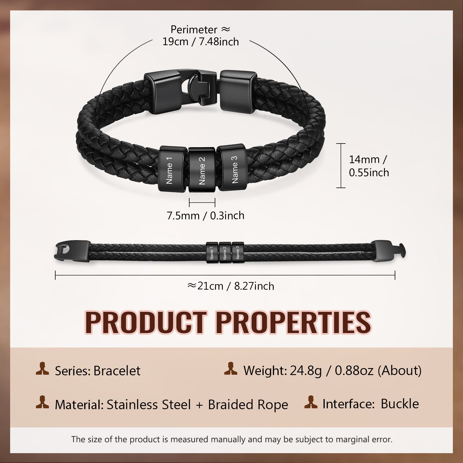 Custom Stainless Steal Leather Bracelet