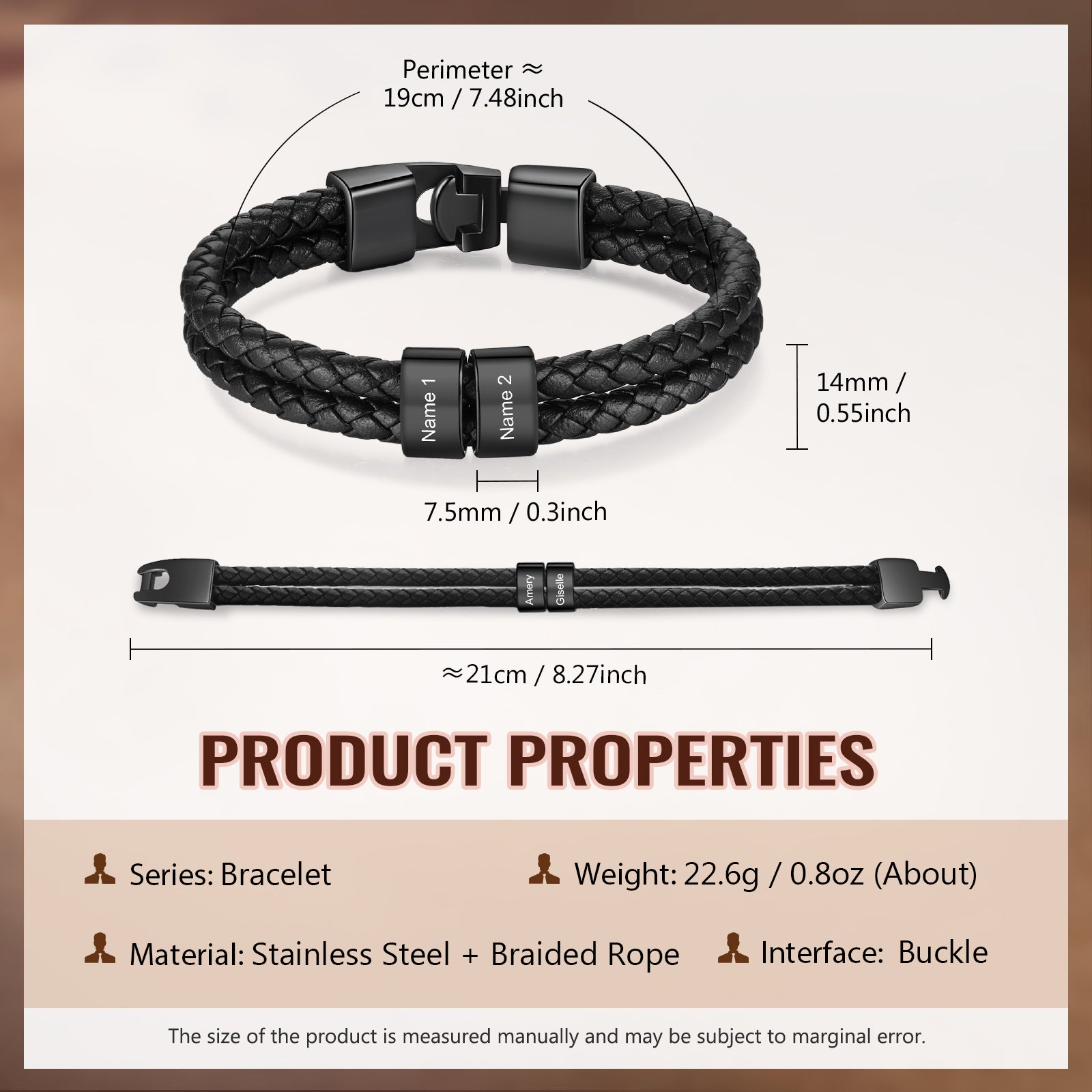 Custom Stainless Steal Leather Bracelet