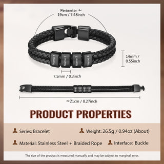 Custom Stainless Steal Leather Bracelet