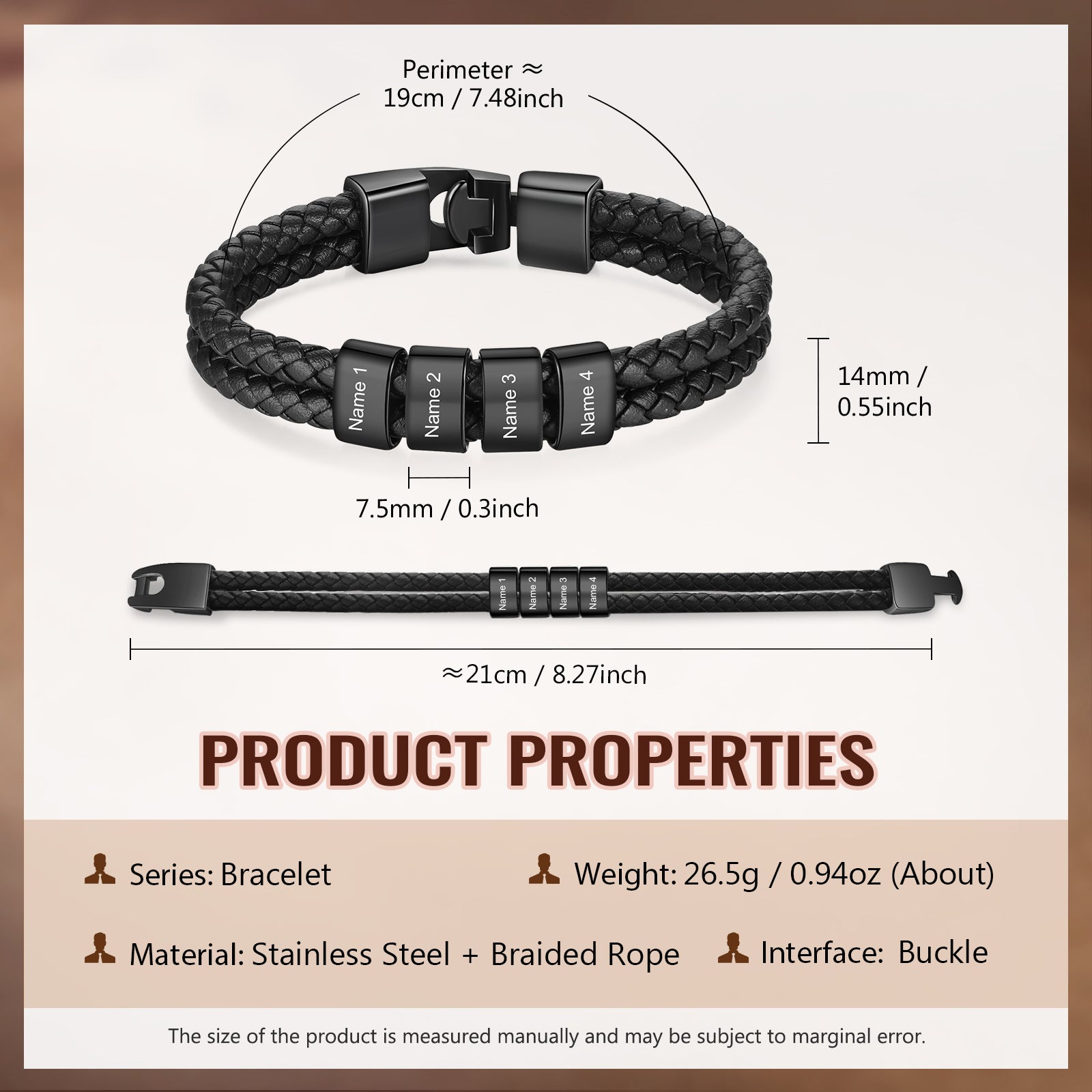 Custom Stainless Steal Leather Bracelet