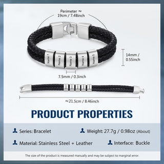 Custom Stainless Steal Leather Bracelet