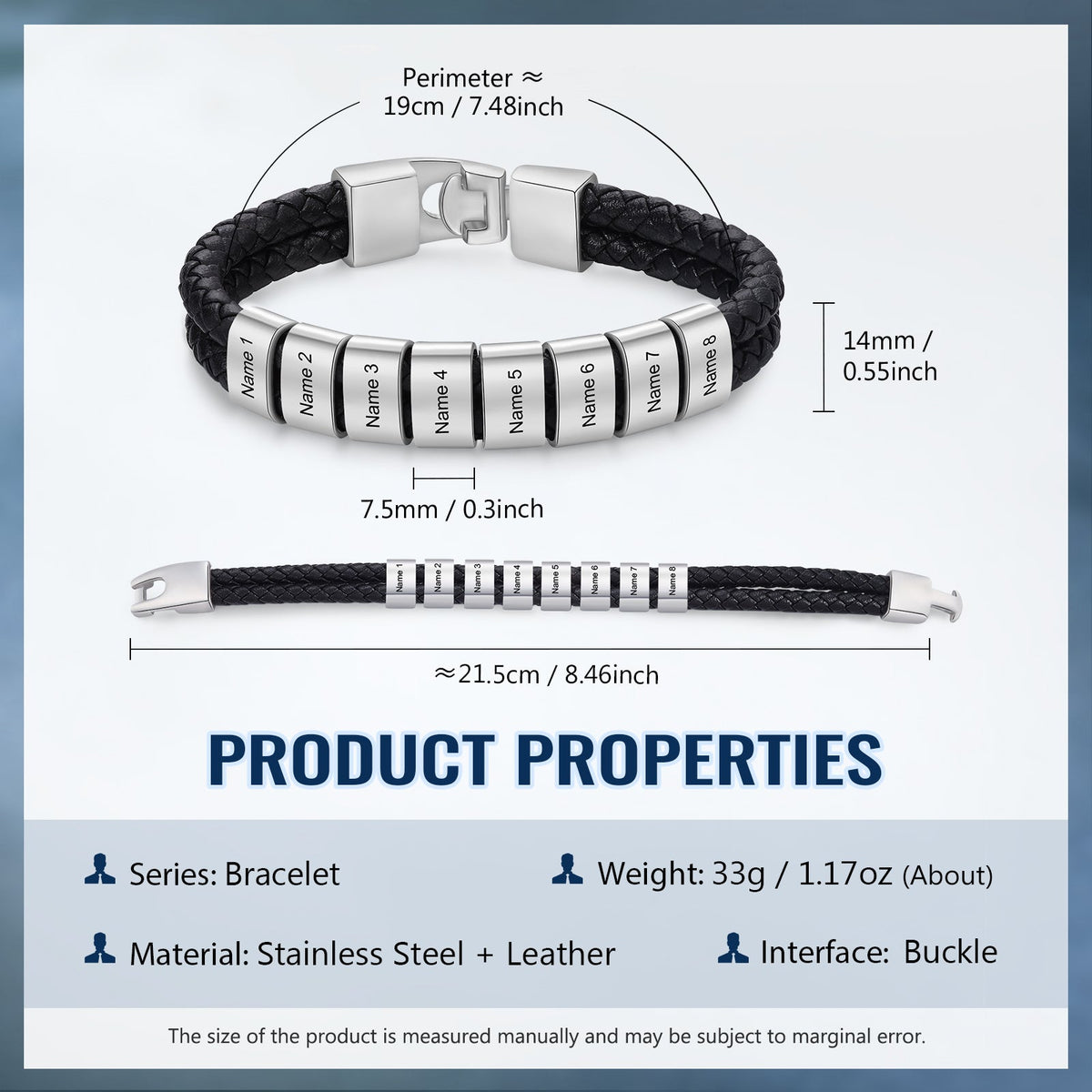 Custom Stainless Steal Leather Bracelet