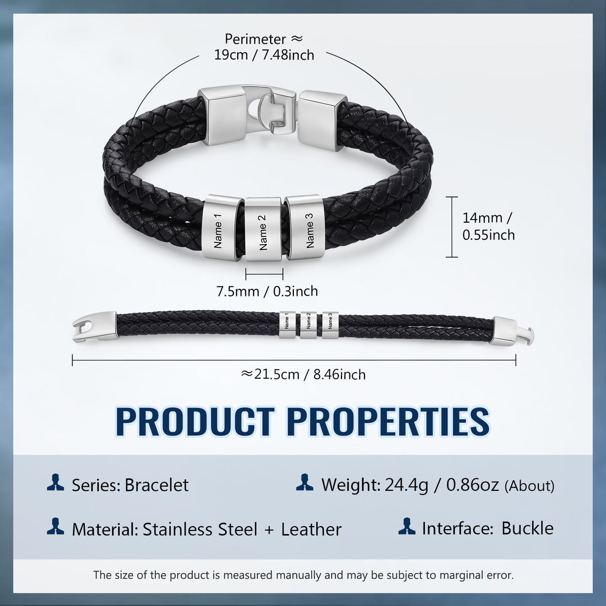 Custom Stainless Steal Leather Bracelet