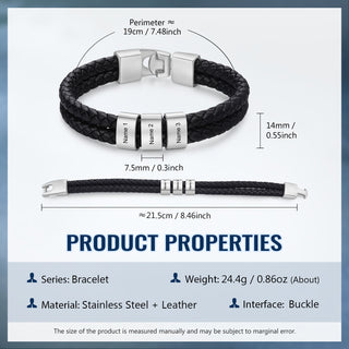 Custom Stainless Steal Leather Bracelet