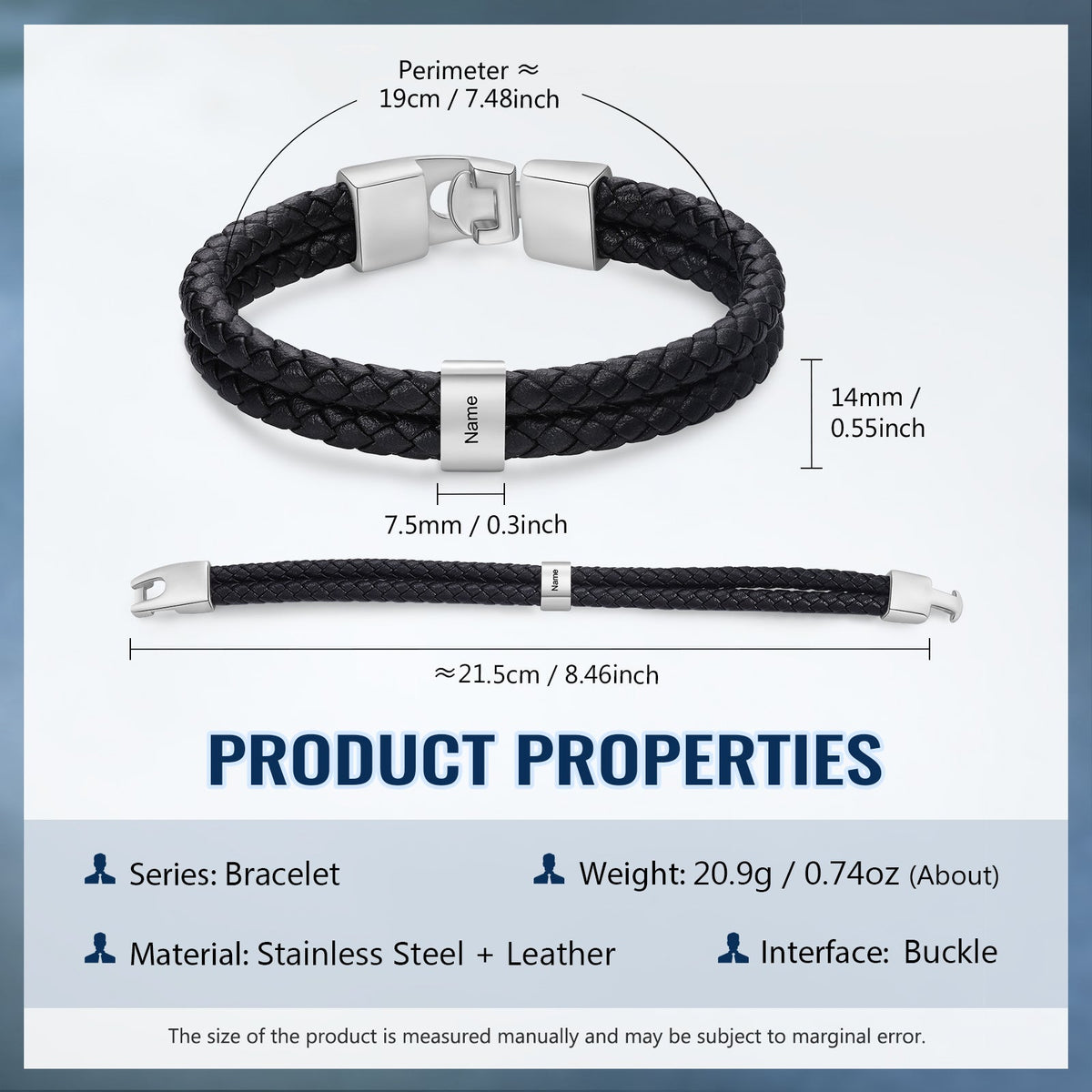 Custom Stainless Steal Leather Bracelet