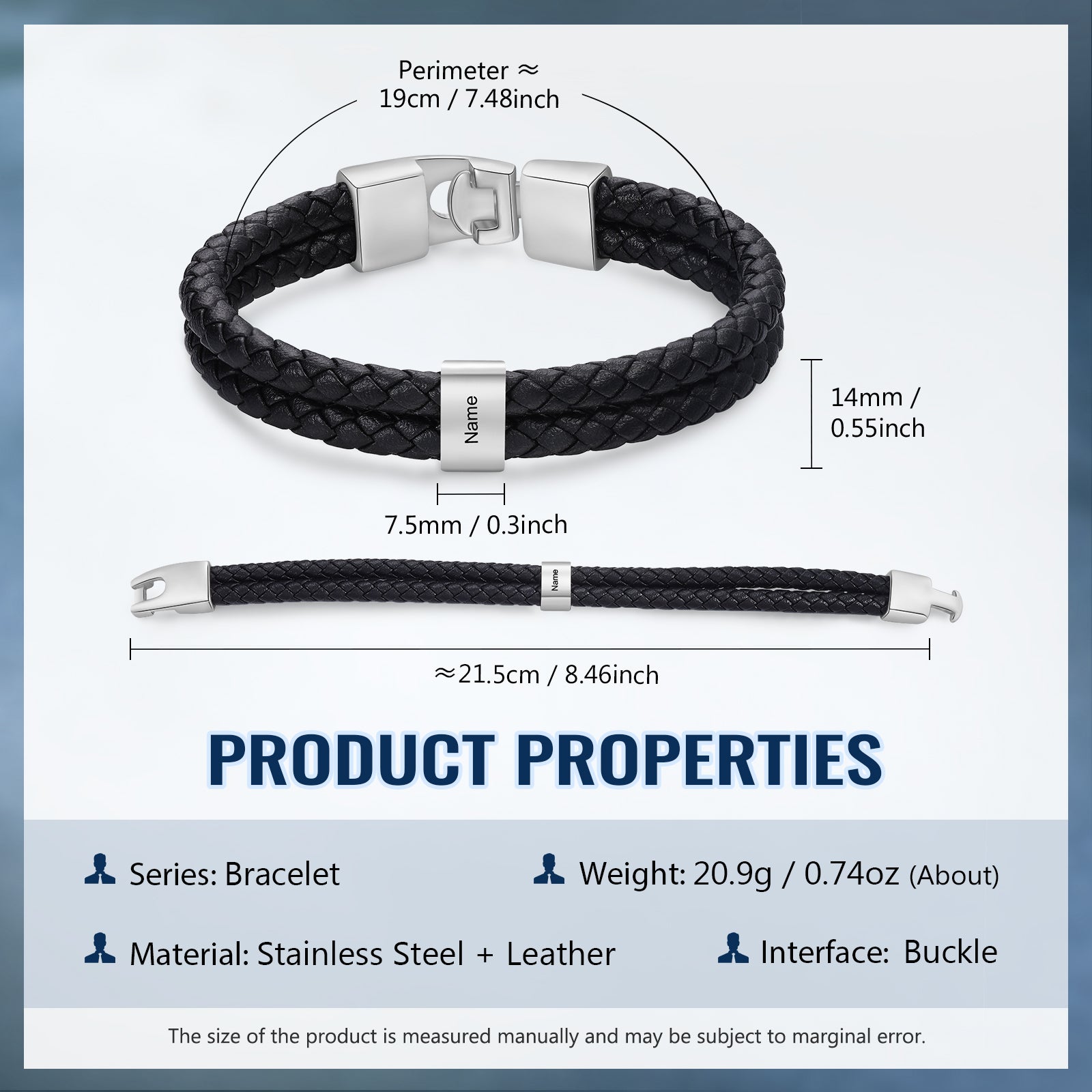 Custom Stainless Steal Leather Bracelet