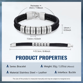Custom Stainless Steal Leather Bracelet