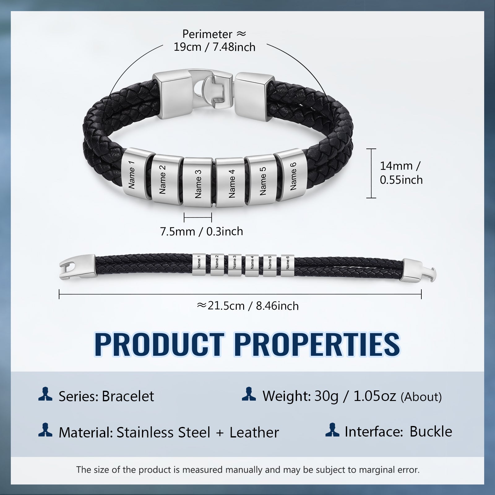 Custom Stainless Steal Leather Bracelet